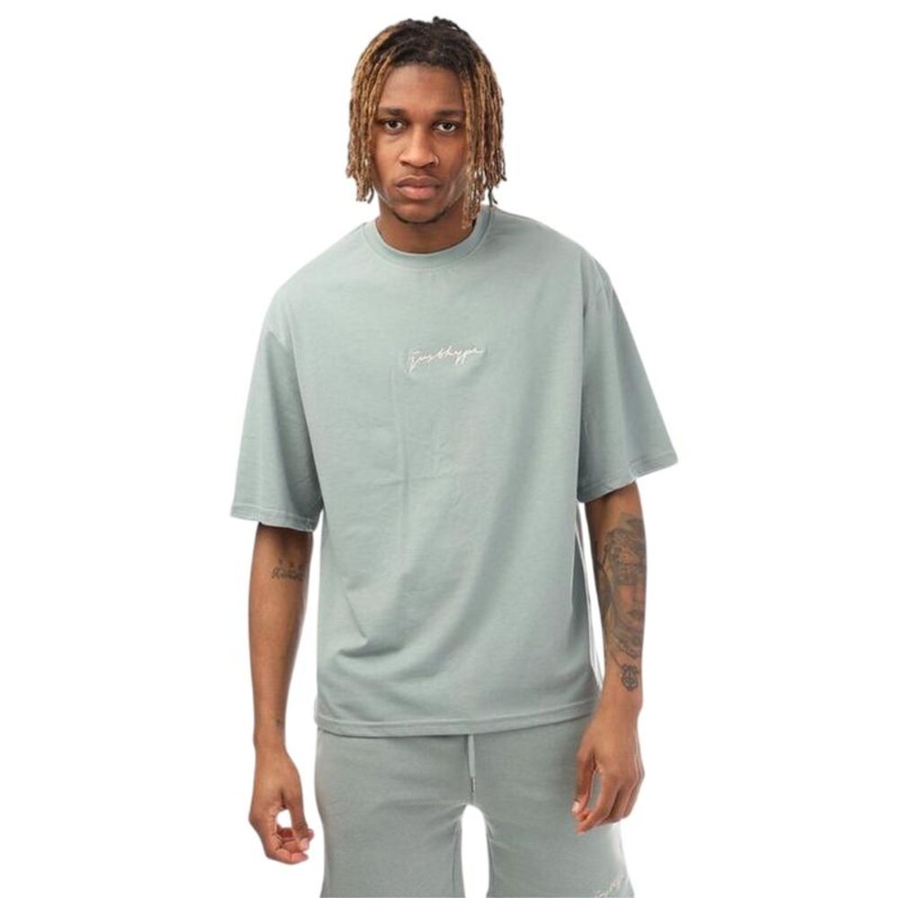 Hype Mens Signature Logo Oversized T-Shirt / Moss